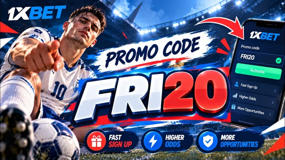 The 1xBet promo code FRI20 gives new players a boosted welcome bonus on their first deposit